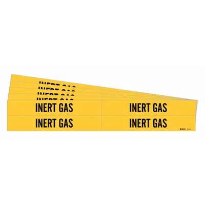 BRADY Pipe Marker: Inert Gas, Yellow, Black, Fits 3/4 to 2 3/8 in Pipe O.D., 4 Pipe Markers - Inert Gas Adhesive Pipe Markers