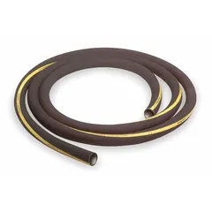 EPDM bulk water suction and discharge hose with spiral-plied synthetic fabric reinforcement. Black cover, 4-inch inside diameter, 75 psi pressure rating, 100-foot length. Suitable for transferring water, light slurries, and non-oil fluids in industrial, agricultural, and construction applications.