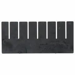 This black conductive plastic divider is designed for use in ESD divider boxes to organize and separate components. It measures 9 inches by 4 inches and is compatible with model DG91050CO. Suitable for static-sensitive storage areas in manufacturing and assembly environments.