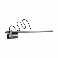 This knee actuator is a plastic component with a silver finish, designed for use with Joerns Care RC 750 healthcare beds. It controls the knee section of the bed to facilitate patient positioning. Compatible with the Joerns Care RC 750 series.