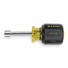 This standard nut driver is designed for tightening or loosening hex nuts and bolts in electrical, mechanical, and general maintenance tasks. The hollow round shank allows the tool to fit over long threaded rods or studs, making it suitable for panel building, equipment assembly, and repair work. It features a straight, non-magnetized tip and is SAE sized.