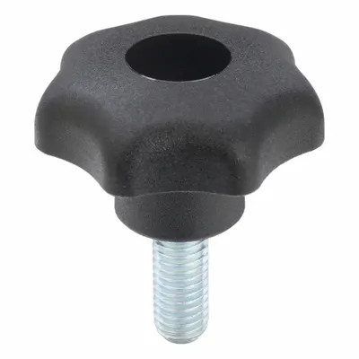 KIPP Hand Knob: 7 Point, Plastic w/ Steel Thread, M8 Thread, 20 mm Thread Lg - 7-Arm Knobs with Threaded Stud