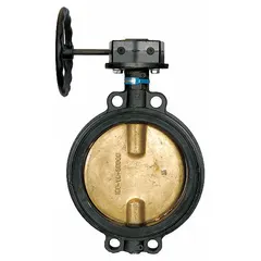 This 6-inch butterfly valve features a concentric wafer design with a ductile iron disc and a gear-operated handwheel. Rated for 250 psi CWP, it is suited for on-off or throttling control in moderate-pressure water, wastewater, and HVAC systems.