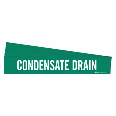 BRADY Pipe Marker: Condensate Drain, Green, White, Fits 2 1/2 to 7 7/8 in Pipe O.D. - Condensate Drain Adhesive Pipe Markers