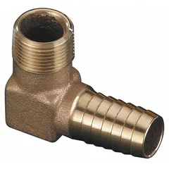 This brass elbow is a replacement part for wall and yard hydrant systems, allowing a 90-degree change in water flow direction. It is sized for 3/4-inch pipe and comes unfinished. Suitable for outdoor or frost-proof hydrant installations in water supply applications.