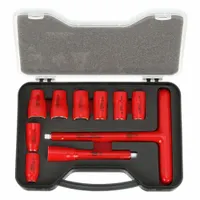 WIHA Socket Wrench Set: 3/8 in Drive Size, 10 Pieces, 8 mm to 19 mm Socket Size Range, (10) 6-Point (MPN 31595)
