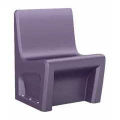 Single-seat floor-mount chair from the Endurance series with a polyethylene seat in Indigo. No arms. Complies with ISO 22196 and UL 94 HB standards. Suitable for industrial or commercial environments requiring easy cleaning and space efficiency.