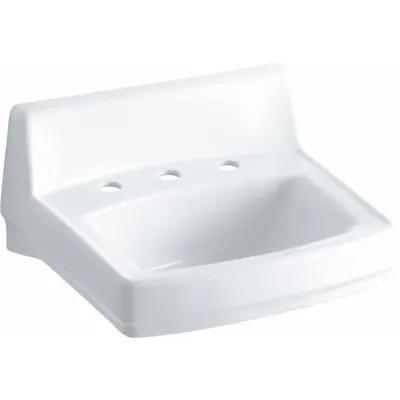 GREENWICH Bathroom Sink: Greenwich, White, Vitreous China, 20 3/4 in Overall Lg - One-Station Wall-Mounted Bathroom Sinks without Faucets