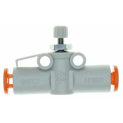 SMC Speed Controller: In-Line Fitting, Knob, M5 Valve Body Size, 6 mm Push to Connect Tube - In-Line Speed Control Valves