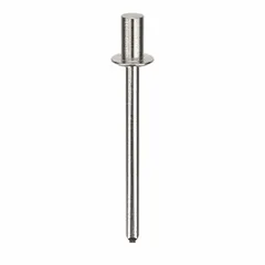 Domed-head blind rivet with 0.124" diameter and 1.333" length. Body length 15/64", overall length 1 21/64". Supplied in a 500-pack for inch-system applications. Used for fastening materials where only one-sided access is available, such as sheet metal assembly and general fabrication.
