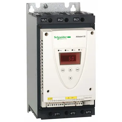 SCHNEIDER Soft Start: 230-600V AC, 75 A Output Current, With Bypass, IP20, 60/50 Hz - Schneider Altistart ATS 22