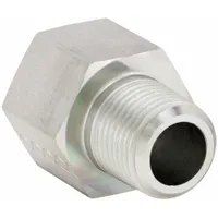 PARKER Metal Pipe Straight: Straight, Steel, 3/8 in x 18 mm, 6,000 psi (MPN 3/8M18FHG8S)