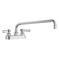 Cast brass centerset deck-mount kitchen faucet with low arc and lever handle. Requires two mounting holes. Suitable for commercial or industrial kitchen applications.