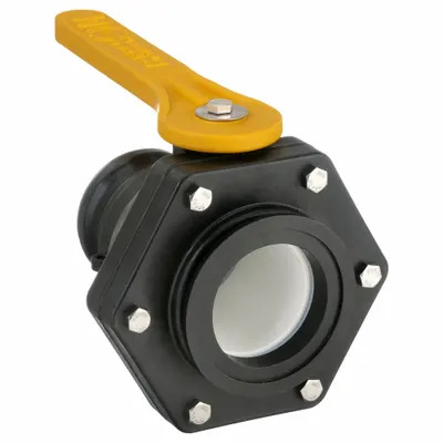 BANJO Manual Two-Way Ball Valve: 3 in, Polypropylene, Straight, Flange x Flange - Polypropylene Ball Valves