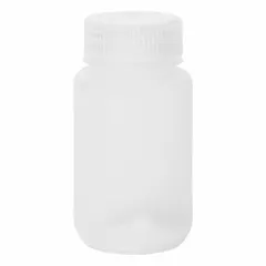 Polypropylene Wide Mouth Round Lab Bottle, 125 mL, Colorless, Unlined Cap