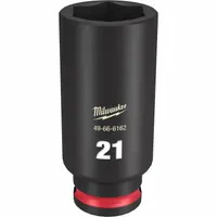 MILWAUKEE Deep Impact Socket: 3/8 in Drive Size, Metric, 21 mm Socket Size, 6-Point, Deep, Friction (MPN 49-66-6162)