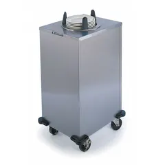 This heated plate dispenser cart from LAKESIDE is constructed of stainless steel in a silver finish. It accommodates plates up to 10 1/8 inches and has an overall height of 39 7/8 inches. The cart is equipped with two casters, one with a brake, and is NSF Certified. Suitable for keeping plates warm and organized in food service environments.