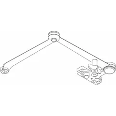 Aluminum replacement arm for LCN 4210 series door closers. Cushion arm type with adjustable spring for controlled closing force. Suitable for commercial and industrial door applications requiring smooth, adjustable door operation.