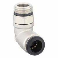 AIGNEP USA Push-Fit Elbow Fitting: 10 mm OD x 3/8 in Pipe Size, Brass, Silver, 3 PK (MPN 50110N-10-3/8-PK3)