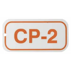 This CP-2 lockout tag is made of polystyrene with English text and features holes for attachment. It is used in industrial lockout/tagout procedures to communicate that equipment is under maintenance and must not be operated.