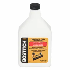 Mineral-based lubricant for pneumatic tools. Reduces friction and wear in air motors, cylinders, and valves. Suitable for impact wrenches, nail guns, and drills. Operating temperature range -20°F to 240°F. Not food grade. Supplied in a bottle.