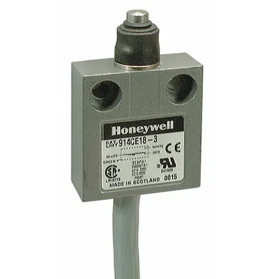 Honeywell Non Plug-In Limit Switch: Plunger Actuator, Metallic, Plunger, 2 Mounting Holes - Top-Mount Plunger Limit Switches
