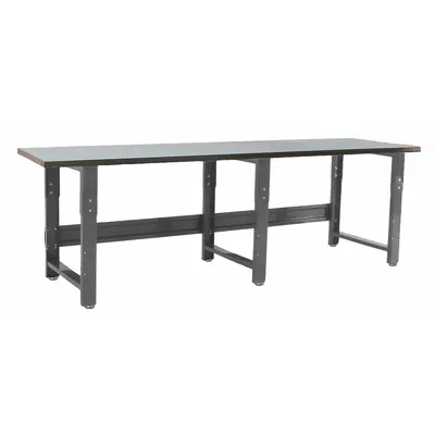 BENCHPRO Workbench: Adj Ht, Stainless Steel, 96 in x 36 in, 1,600 lb Overall Load Capacity - Open-Base Workstations