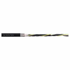 This continuous flexing power cable is designed for variable frequency drives in automated machinery and e-chain applications. It features 4 single copper conductors with a ground, a TPR jacket, and antimicrobial resistance. Rated 1000 V, with minimum bend radius factors of 4 x OD (fixed), 6 x OD (flexible), and 7.5 x OD (e-chain). RoHS Compliant-II (2011/65/EU). Sold by the foot.