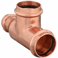 VIEGA PROPRESS Crimp Tee Fitting: Tee, 1 1/2 in CTS x 1 in CTS x 1 1/2 in CTS size, Copper (MPN 15463)