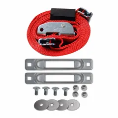Polyester cinch tie stabilizer designed to secure poles to track ladders. Provides a fastening solution for ladder components during transport or storage in industrial and construction settings.