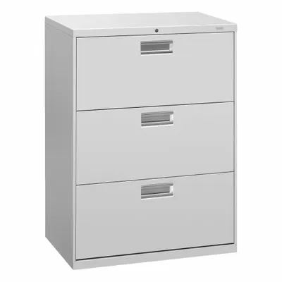 HON Lateral File Cabinet with Drawer: Light Gray, 3 Drawers, 39 1/8 in Overall Ht - Lateral File Cabinets