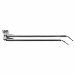 Stainless steel dual ceiling boom with 3/8 in NPTF inlet connection, rated for 250°F maximum operating temperature. Includes two internal hoses. Used in vehicle wash facilities to route fluids from ceiling-mounted supply to cleaning equipment.