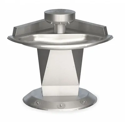 BRADLEY Wash Fountain: Silver, Stainless Steel, Semi-Circular, 54 in Overall Wd - Foot-Operated Push Button Wash Fountains