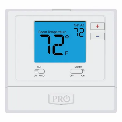PRO1 IAQ Low Voltage Thermostat: Heat or Cool, Manual, C/G/RC/RH/Y/W, Auto-On, Cool-Heat-Off - Digital Thermostats