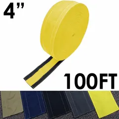 This fabric hook-and-loop cable floor cover is made of yellow nylon and measures 4 inches wide by 100 feet long. It is used to manage and protect cables across walkways and work areas, reducing trip hazards and preventing cable damage.