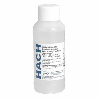 HACH Conductivity Standard Solution: 100 mL Volume, 1,990 uS/cm/±20 uS/cm, Bottle - Conductivity Standards