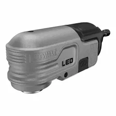 This right-angle attachment converts the axis of an impact driver, enabling drilling in confined spaces where a standard tool cannot fit. It features an overall length of 7 inches and includes a built-in light for improved visibility in tight areas.