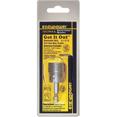 EAZYPOWER Driver Bit: Power Bit, Imperial, One-Way Head, #18-20 Bit Industry Size - One-Way Security Bit Removers