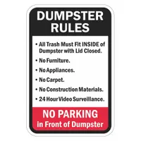 Reflective Dumpster Dumpster Rules Sign: Aluminum, Mounting Holes Sign Mounting, Engineer Grade (MPN T1-1693-EG_12x18)
