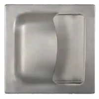 Rectangular recessed pull handle in satin silver finish, made from copper. Overall length 6 inches, thru-bolt mounting. Suitable for cabinets, drawers, and access panels requiring a flush grip