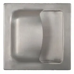 Rectangular recessed pull handle in satin silver finish, made from copper. Overall length 6 inches, thru-bolt mounting. Suitable for cabinets, drawers, and access panels requiring a flush grip.