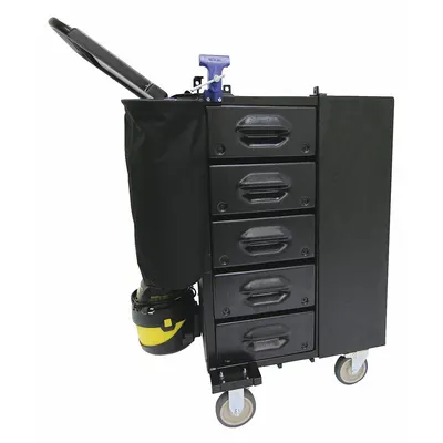 MOBILE SHOP Tool Utility Cart: Black / Black Drawer, 16 in Wd, 36 in Dp, 39 1/2 in Ht - Light-Duty Tool Utility Carts with Drawers & Cabinets