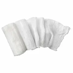 Sterile woven gauze roll, self-adhering and latex-free. Each dressing measures 4 1/8 yd length by 1 1/4 yd width. Supplied in unitized packets, 100 per case. Used for wound dressing and securing medical pads in clinical and first-aid settings.