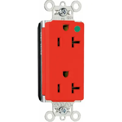 PASS & SEYMOUR Receptacle: Hospital Grade, Decorator Duplex, 5-20R, Red - General Purpose Receptacles