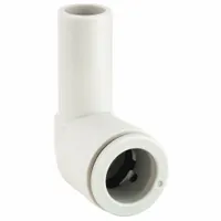 SMC Push-Fit Elbow Fitting: 6 mm OD x 6 mm OD Size, Push-to-Connect x Push-to-Connect, Brass, White (MPN KQ2L06-99A)