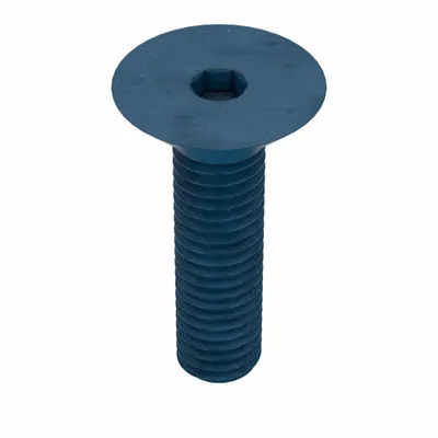 METRIC BLUE Socket Flat Head Screw: M5x0.80 Thread Size, 20 mm Lg, Flat, Blue Phosphate - Flat Head Socket Cap Screws