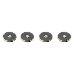 This magnetic-mount receiver for retractable belt barriers is designed for wall installation on metal surfaces. It features a black finish and a 1/2-inch overall height. Suitable for creating temporary crowd-control lanes in environments such as airports, retail stores, and event venues.