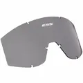 Replacement lens for ESS Striker and Striketeam Series safety goggles. Smoke gray tint with anti-fog and scratch-resistant coatings. Meets ANSI Z87.1-2015 impact standards. Suitable for industrial, construction, and laboratory environments requiring eye protection.
