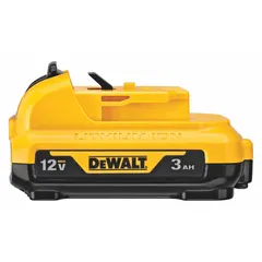 This 12V MAX* lithium-ion battery delivers 3 Ah of capacity for powering compatible DEWALT 12V cordless tools. Suitable for light-duty drilling, fastening, and cutting tasks in construction, maintenance, and DIY projects. The compact design provides extended runtime for portable power needs.