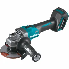 This cordless angle grinder operates on 40V DC with a brushless motor and XGT® platform. It accepts 5-inch and 4-1/2-inch wheels, features a standard head and barrel grip, and includes an electric brake. Suitable for cutting, grinding, and surface preparation on metal, masonry, and tile in industrial maintenance, fabrication, and construction applications.